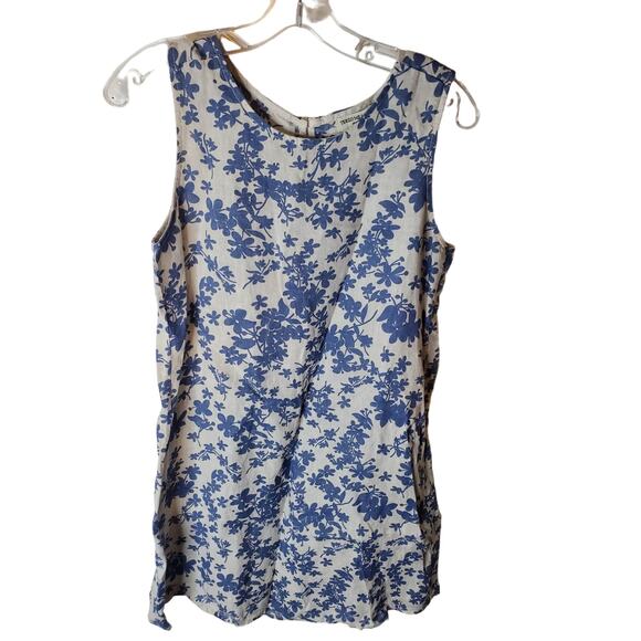 Terzo Millennio Blue Floral 100% Linen Pull-On Dress, XS, NWT - Picture 1 of 7